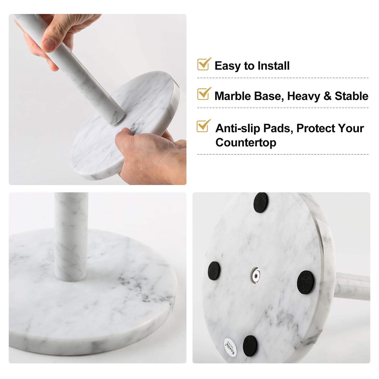 Disassemblable base and rod on Koville towel holder for easy cleaning