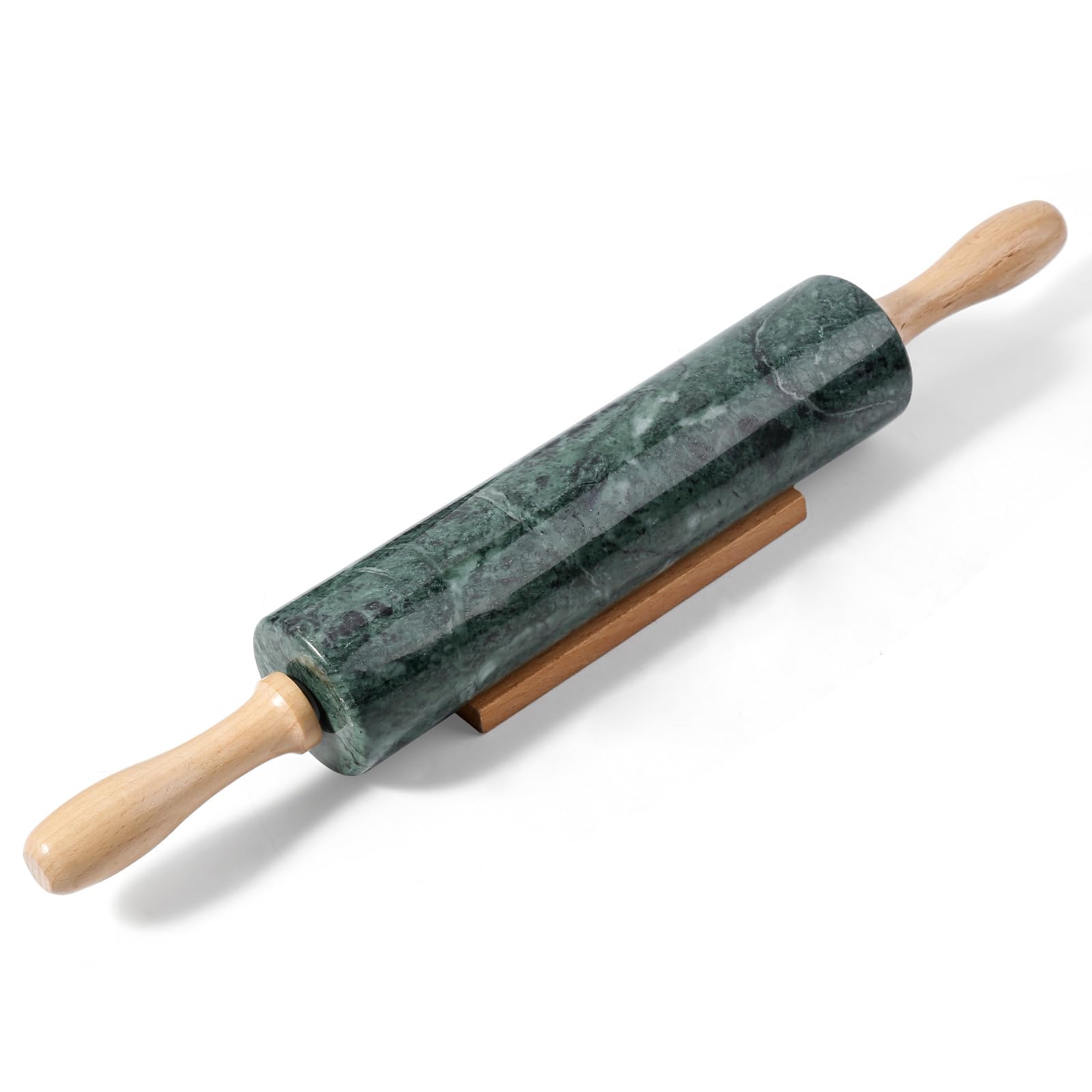 Koville Indian Green Marble Rolling Pin ready for pie dough