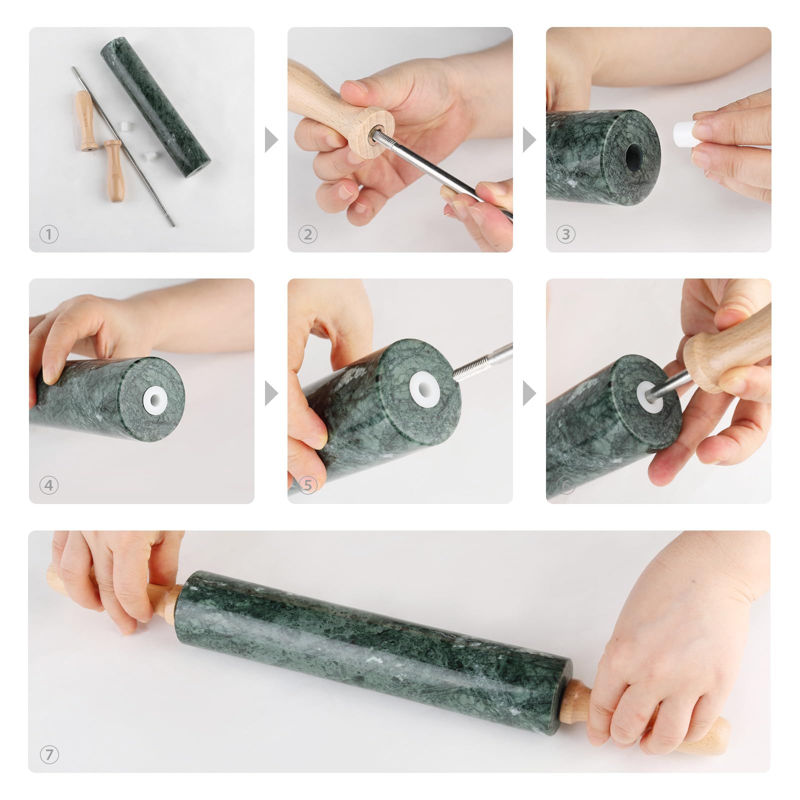 Koville marble rolling pin gift packaging, a decorative yet practical kitchen tool.