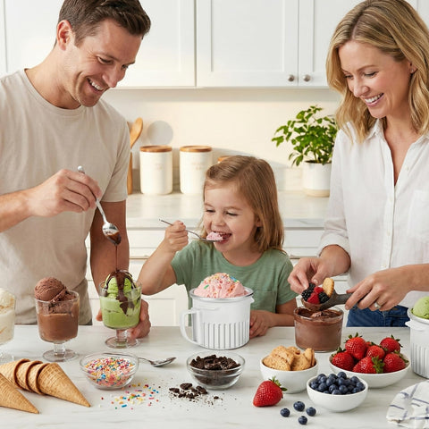 KOYOEY freezer bowl demonstrates compact design for limited freezer space.