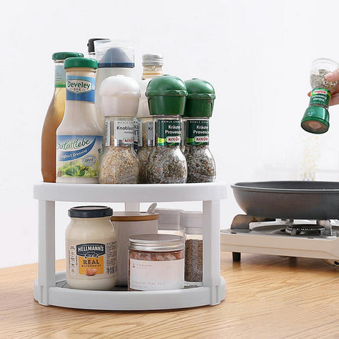Kozloskyi 360-degree rotating spice rack for quick bottle access.