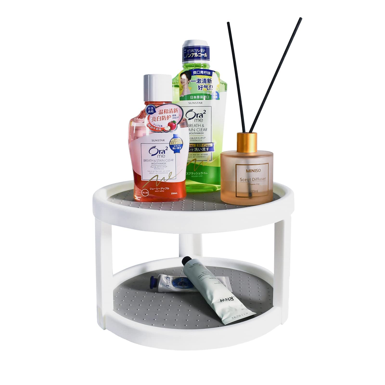Kozloskyi vanity display stand keeps cosmetics neatly accessible.