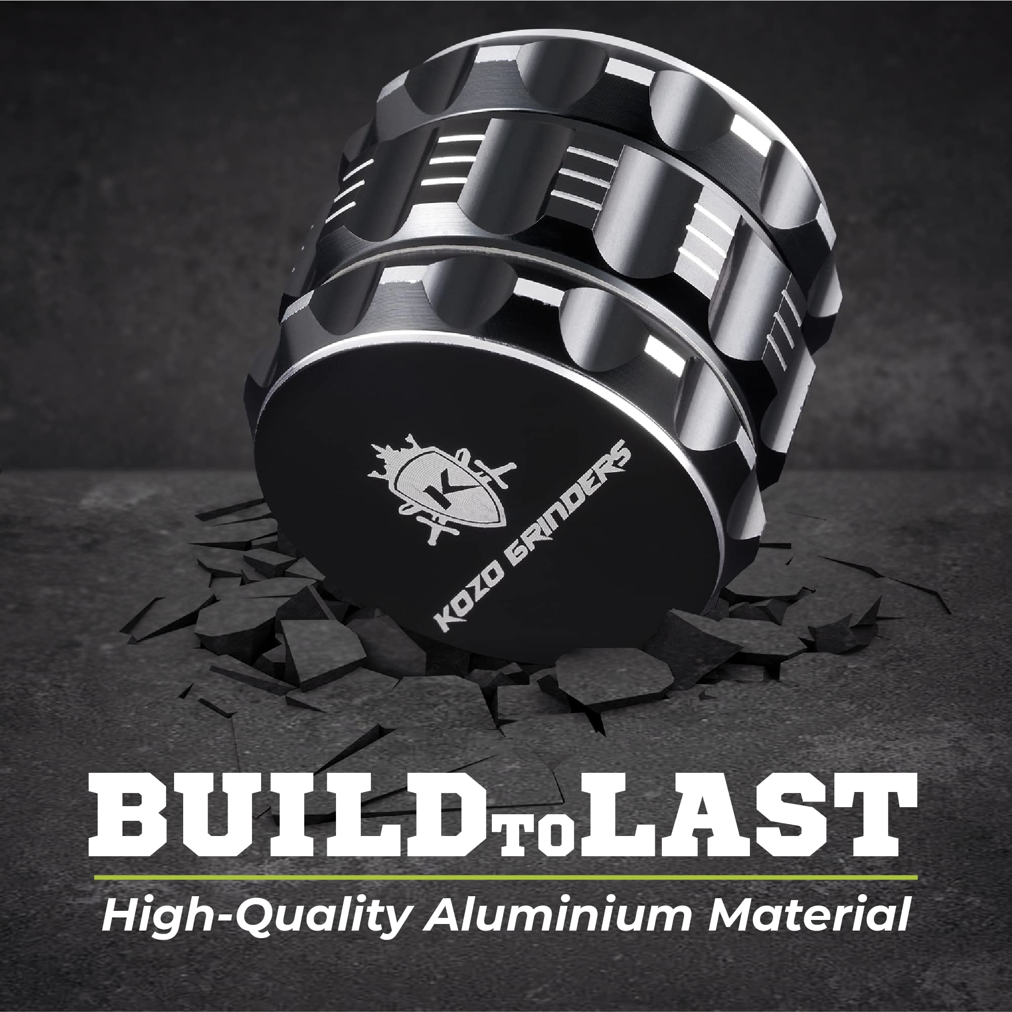 KOZO grinder features an ergonomic grip for comfortable handling.
