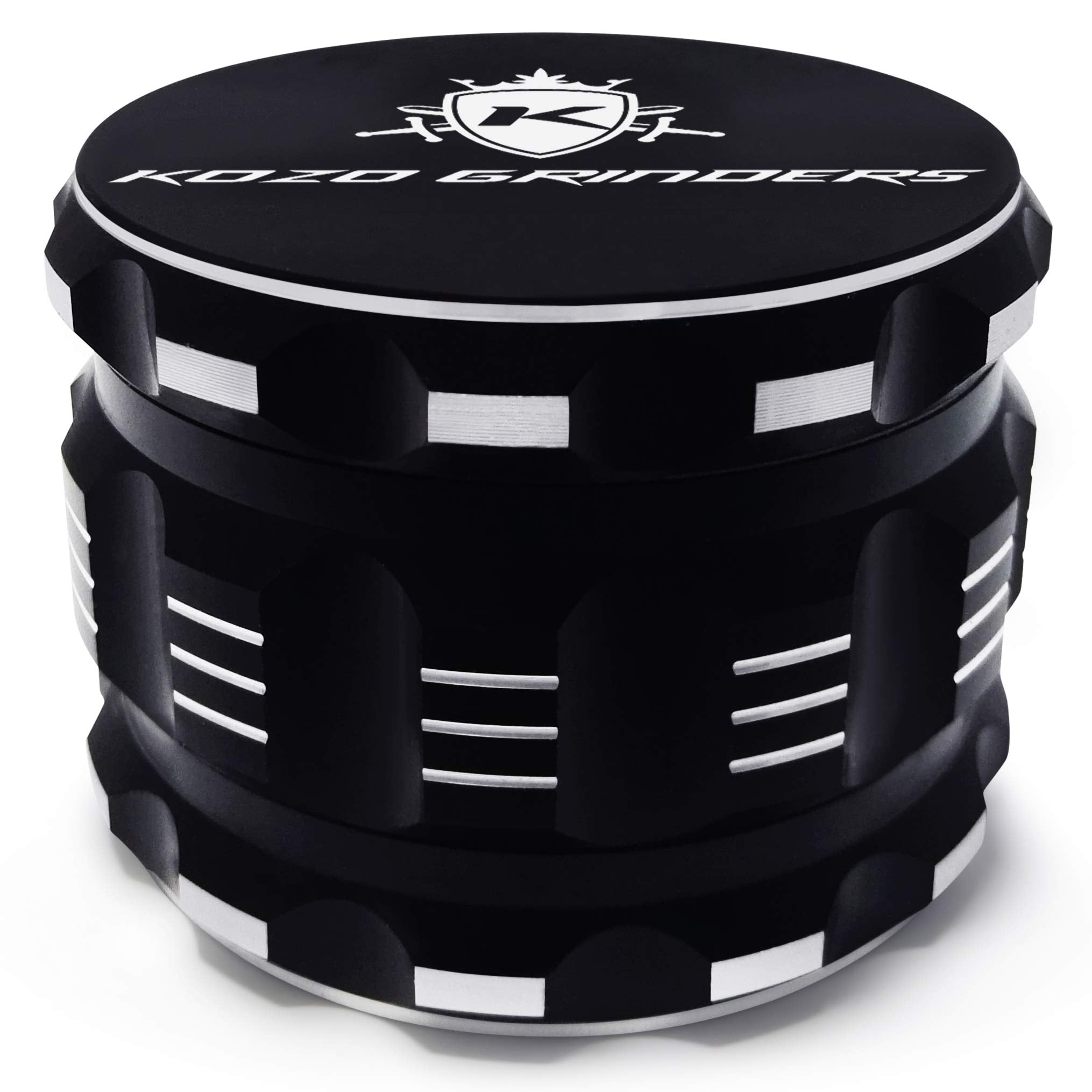 KOZO 2.5 inch grinder with magnetic lid for secure spice grinding.