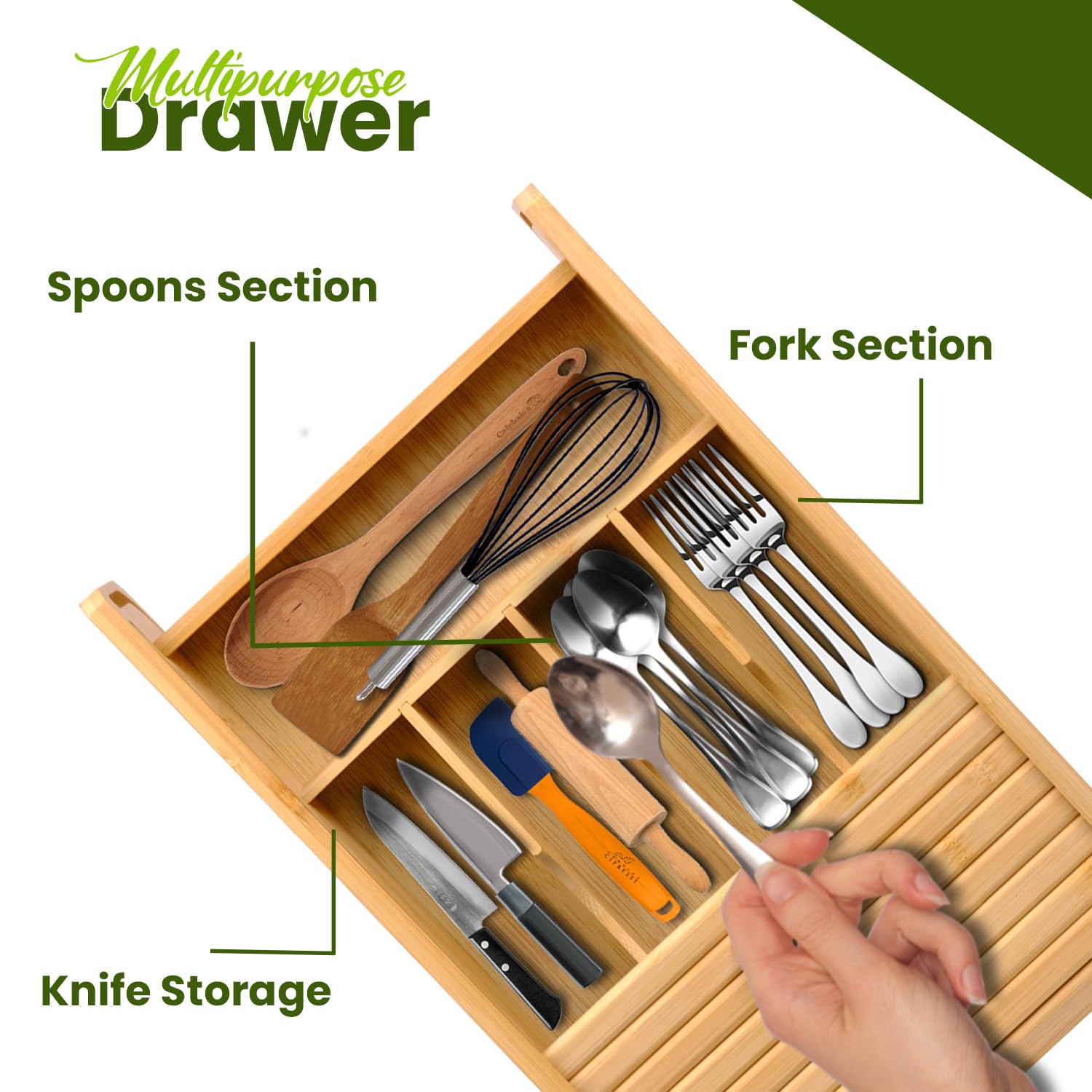 KozyKoala & Co. smooth bamboo finish adds warmth to drawers.