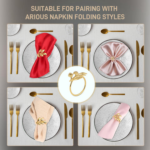 Kpdnjro gold leaf napkin ring complements linen napkins in elegant decor