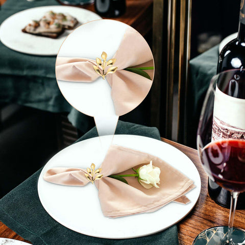 Kpdnjro gold leaf ring enhances table styling for weddings
