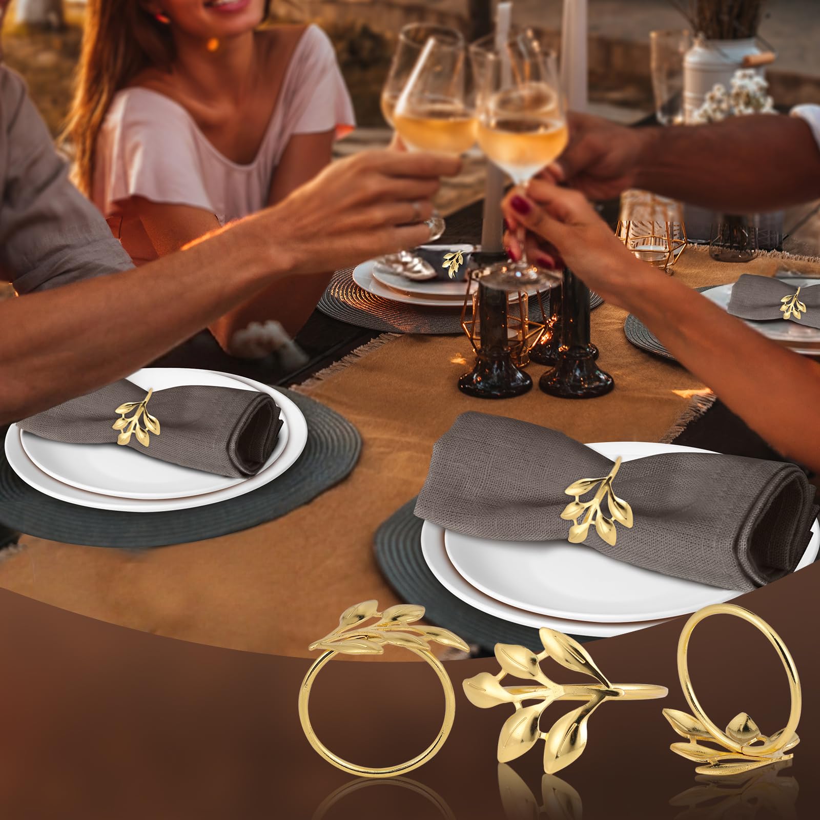 Kpdnjro leaf motif napkin ring blends with winter table themes