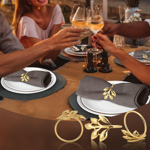 Kpdnjro leaf motif napkin ring blends with winter table themes