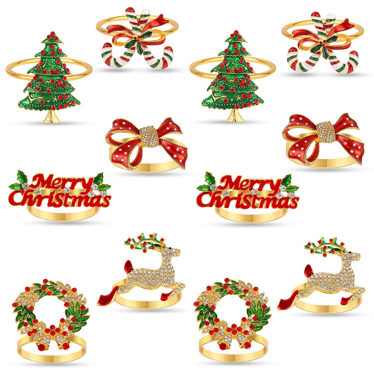 KPOSIYA Christmas tree napkin ring adds festive table decor.