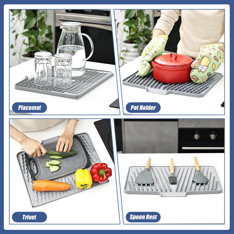 KR KitchenRaku silicone mat doubles as a cutting board protector.