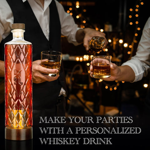 Krafterize bourbon decanter infusion system showcased in a stylish home bar