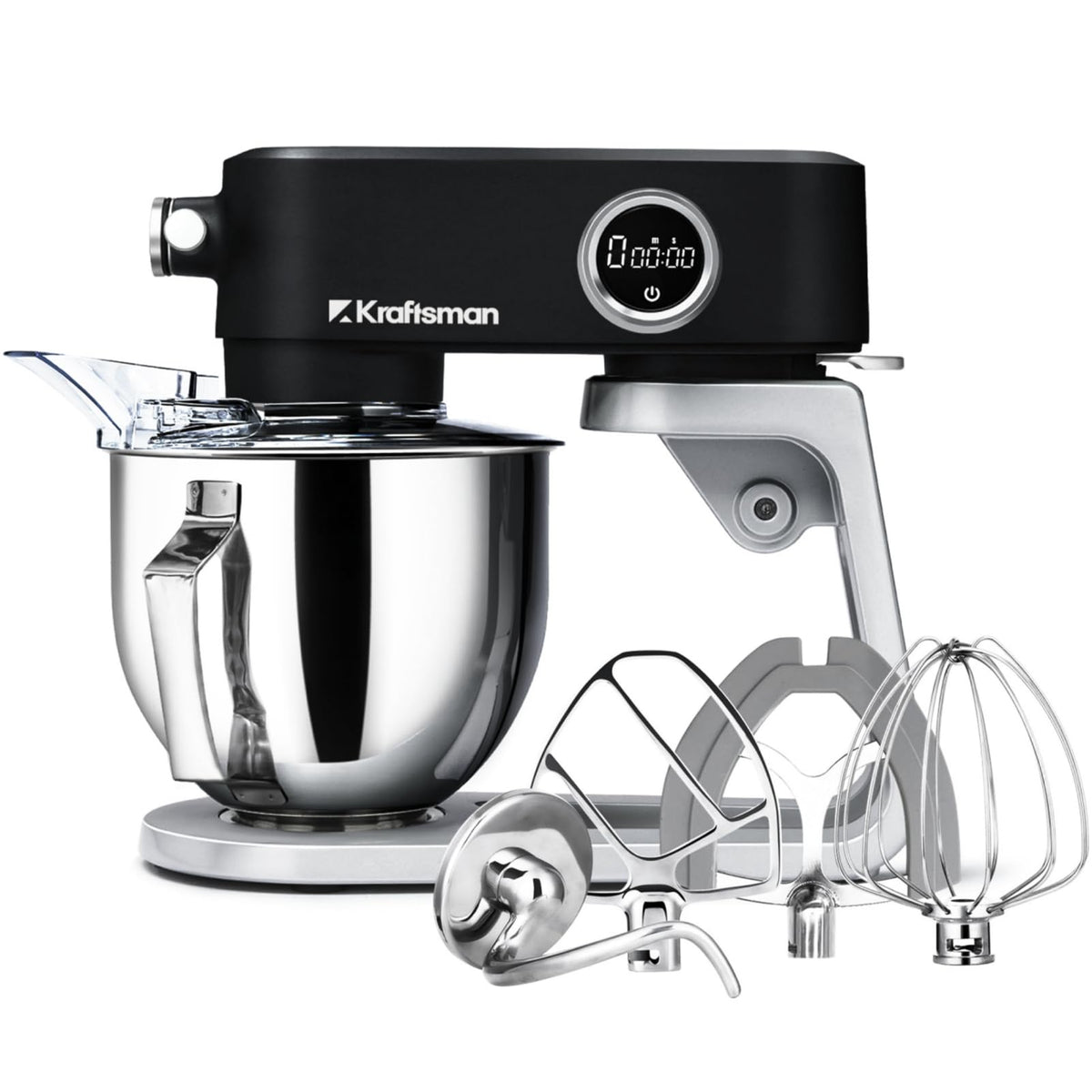 Kraftsman stand mixer with DC motor view, smooth kneading for dense dough