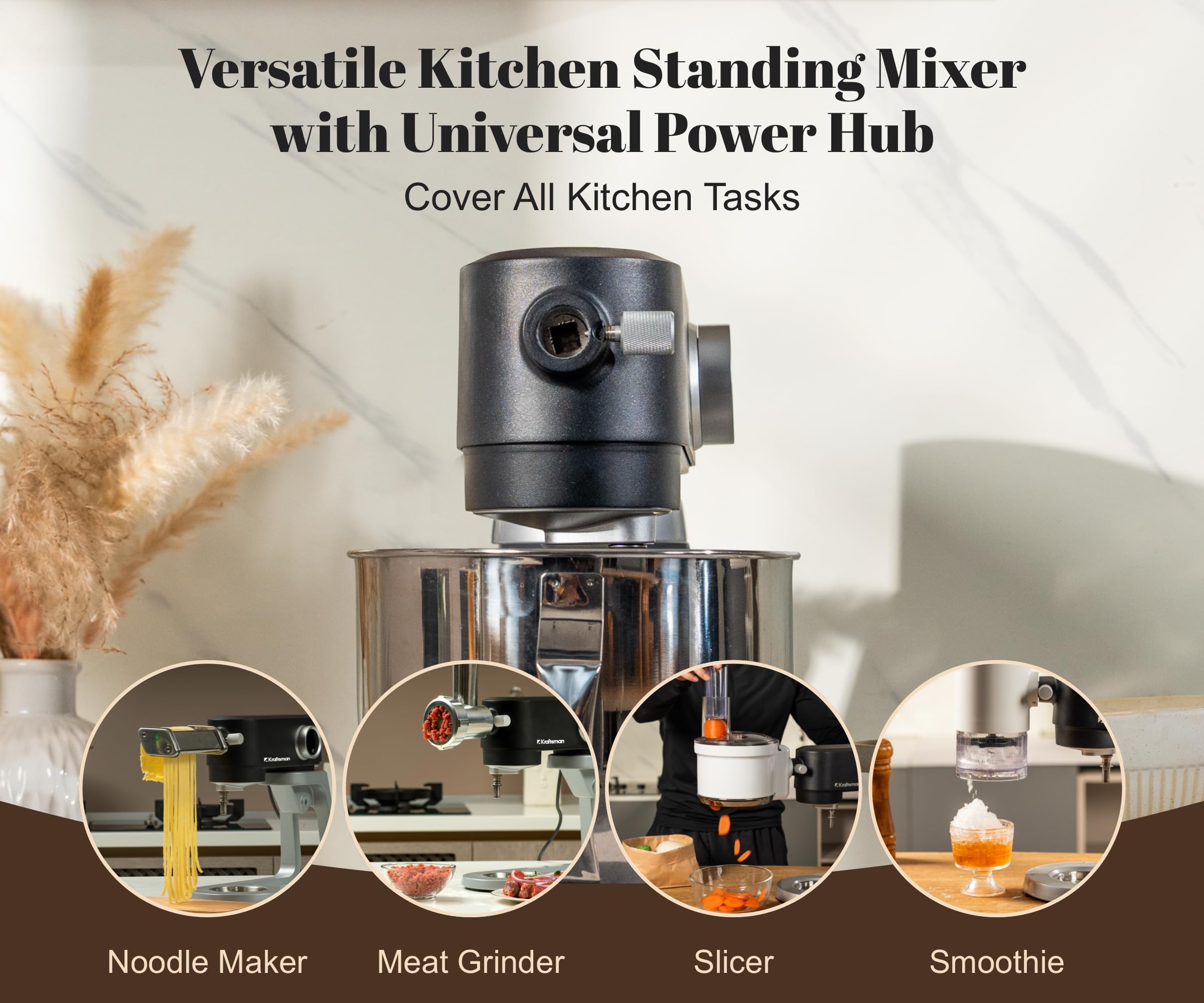Kraftsman stand mixer dough hook blending bread dough smoothly