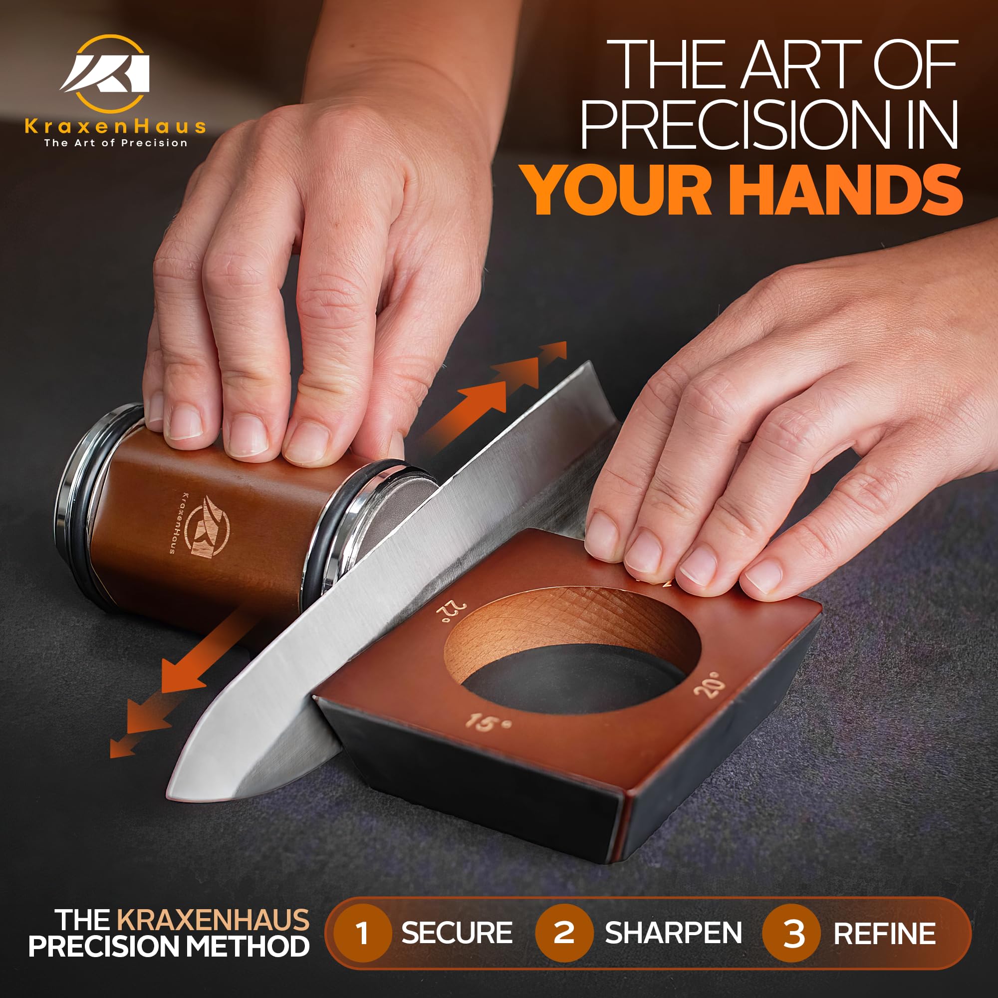 Ceramic disc finishing pass on KraxenHaus sharpener