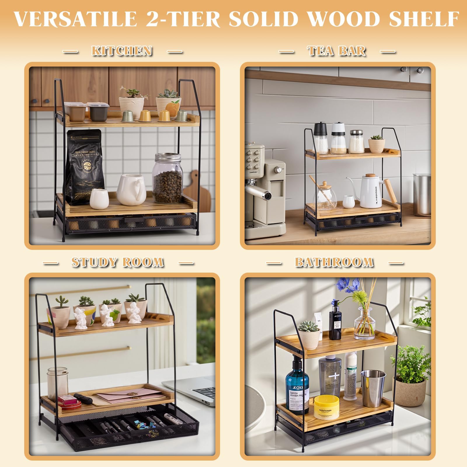 krbnk coffee bar organizer tool-free assembly for quick setup
