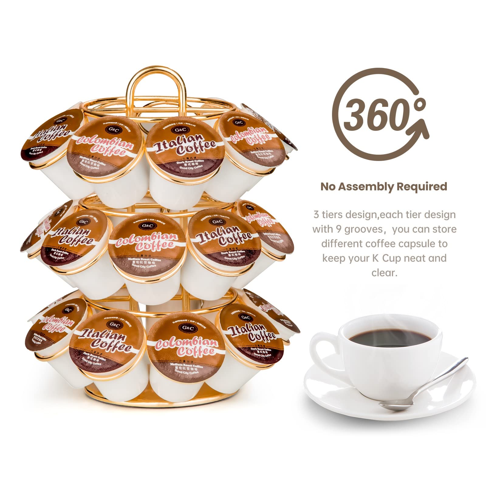 KREWEY 360-degree spin base in gold for smooth flavor access.