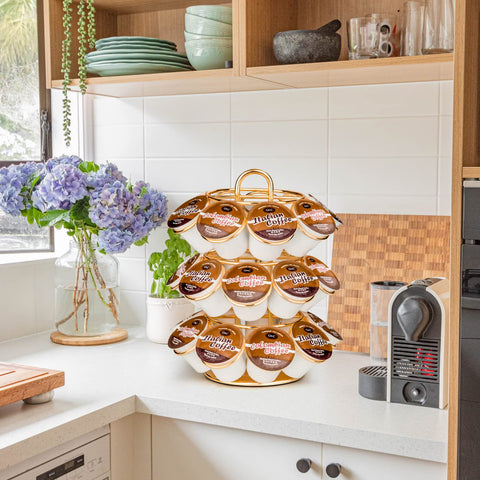 KREWEY K-Cup organizer on desk or counter adds organization.