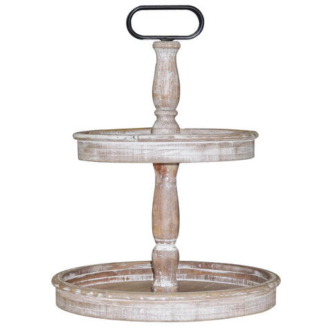 Krismax two-tier tray stand in rustic decor for stylish kitchen display