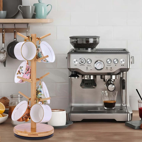 Krispmaild mug tree fits compact counters and modern decor.
