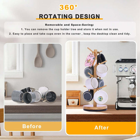 Krispmaild mug tree base stays stable with anti-slip mats.