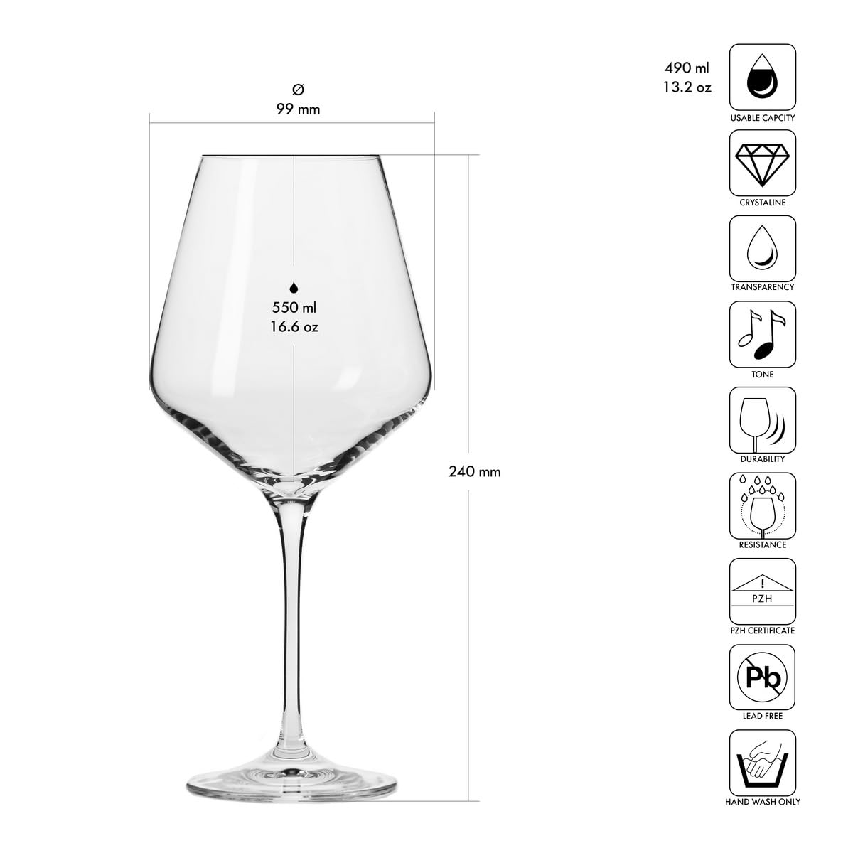 Krosno Avant-Garde long stem enhances grip and keeps wine at the right temperature.