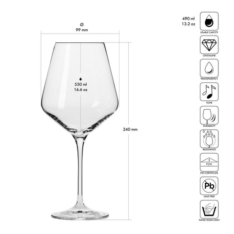 Krosno Avant-Garde long stem enhances grip and keeps wine at the right temperature.