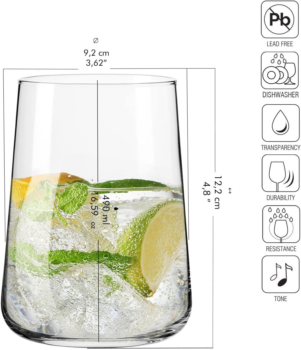 Krosno Infinity water glass highlights beverages with clean lines.