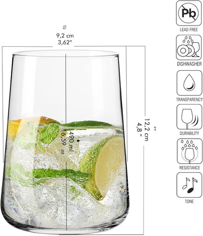 Krosno Infinity water glass highlights beverages with clean lines.