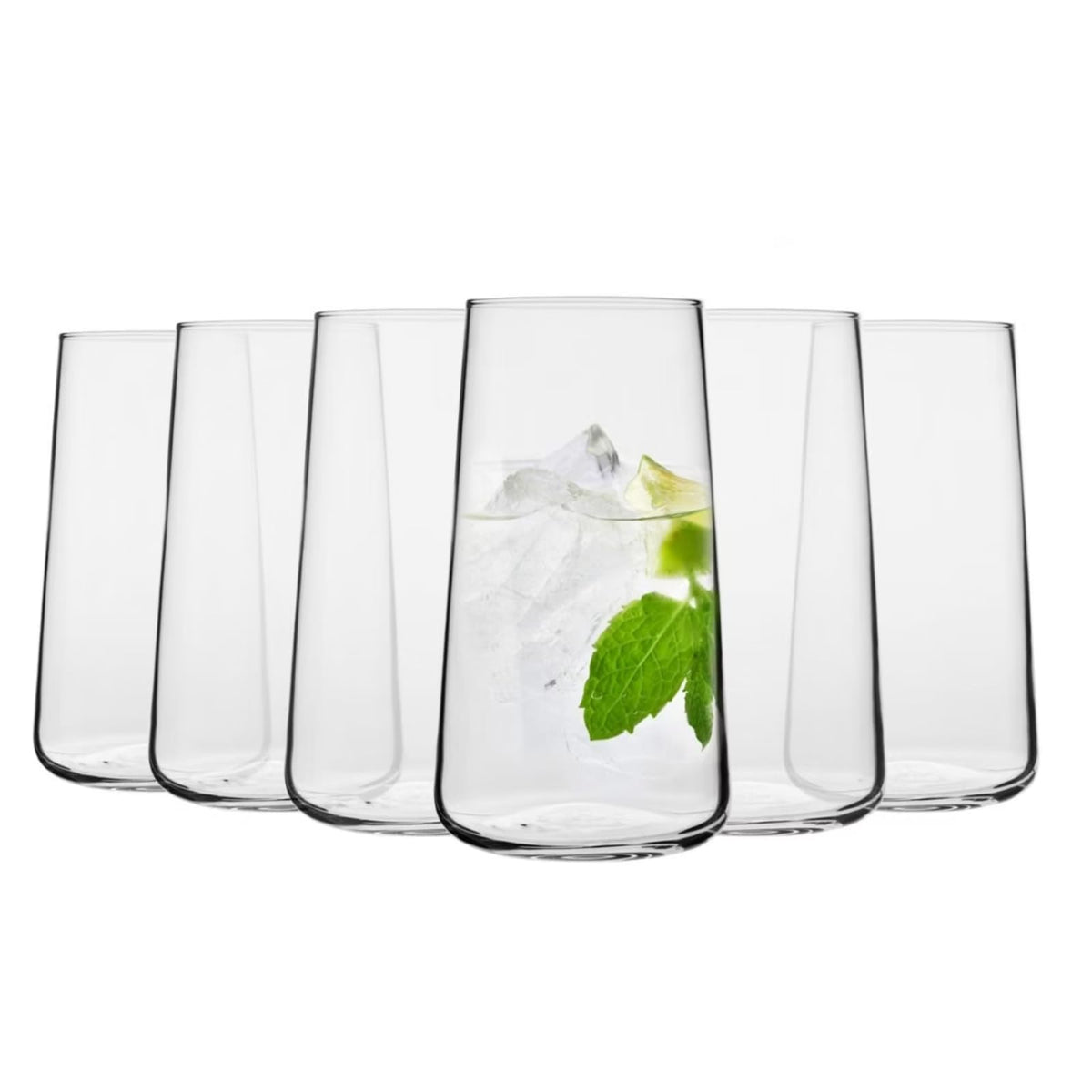 Krosno Infinity water glasses six-pack front view, ideal for everyday hydration