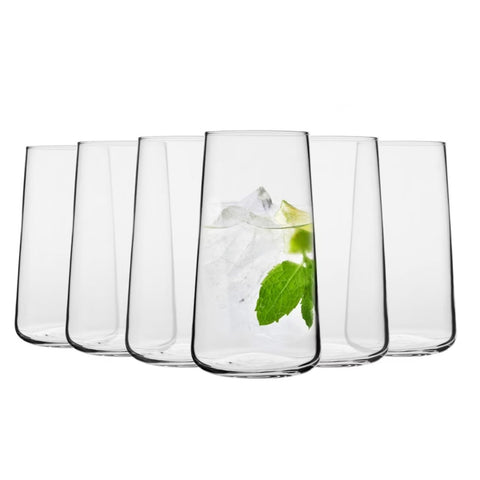 Krosno Infinity water glasses six-pack front view, ideal for everyday hydration