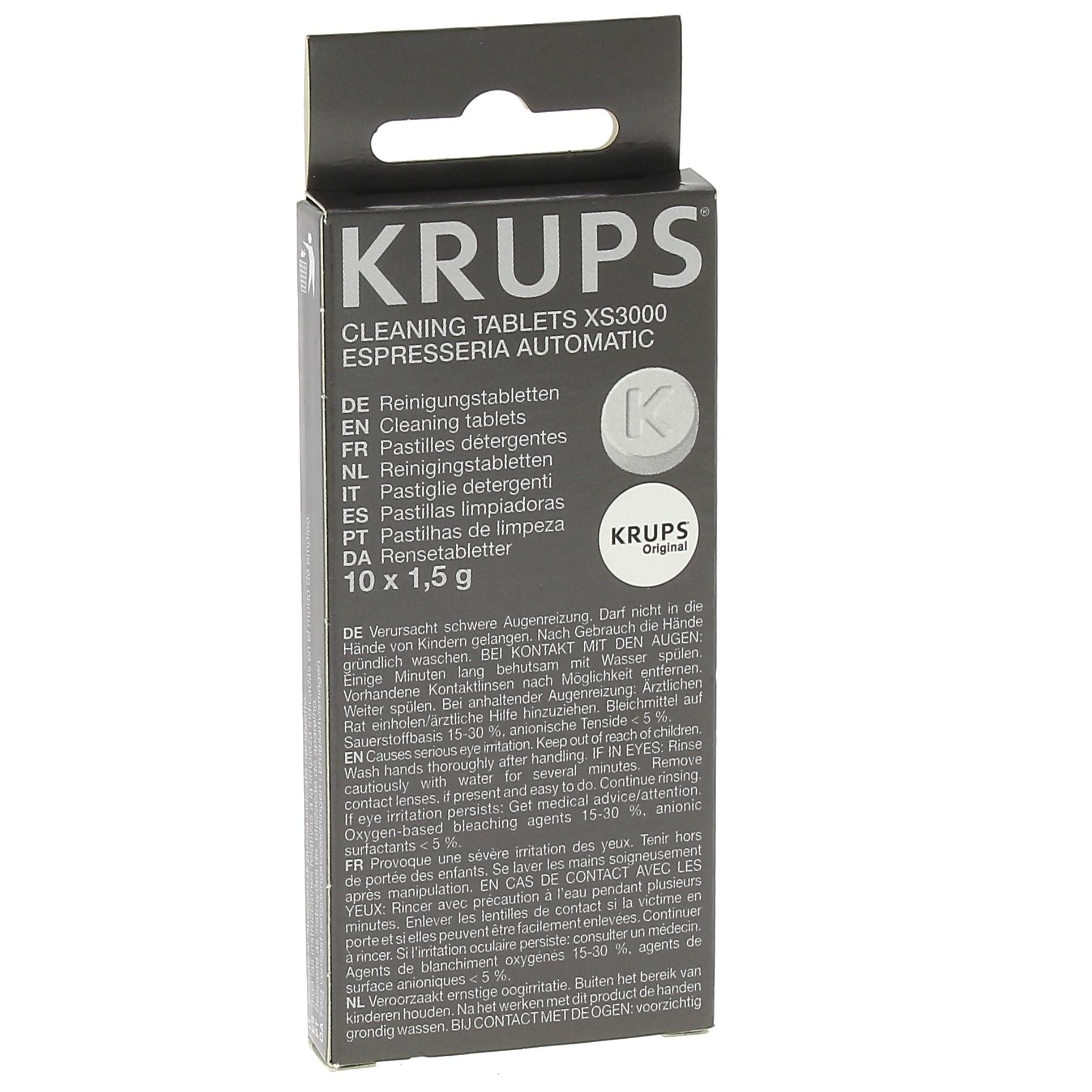 KRUPS XS3000 cleaning tablets pack ready for routine maintenance and extended machine life.