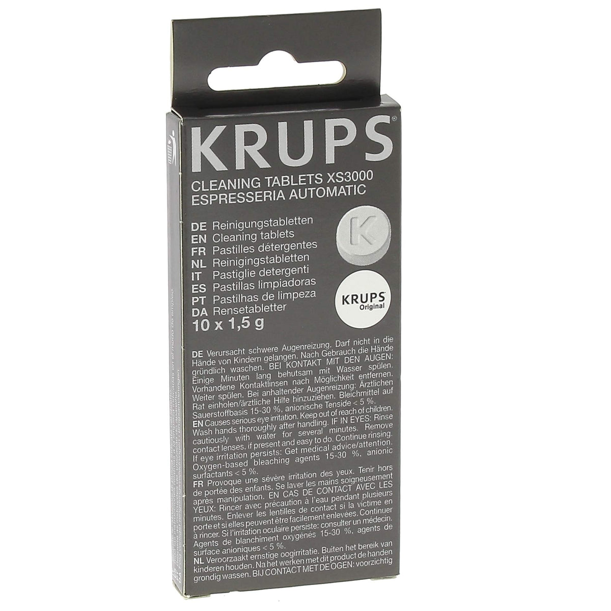 KRUPS XS3000 cleaning tablets pack ready for routine maintenance and extended machine life.