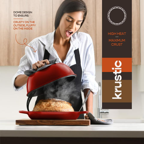 Krustic silicone mat included aids dough handling and nonstick prep.