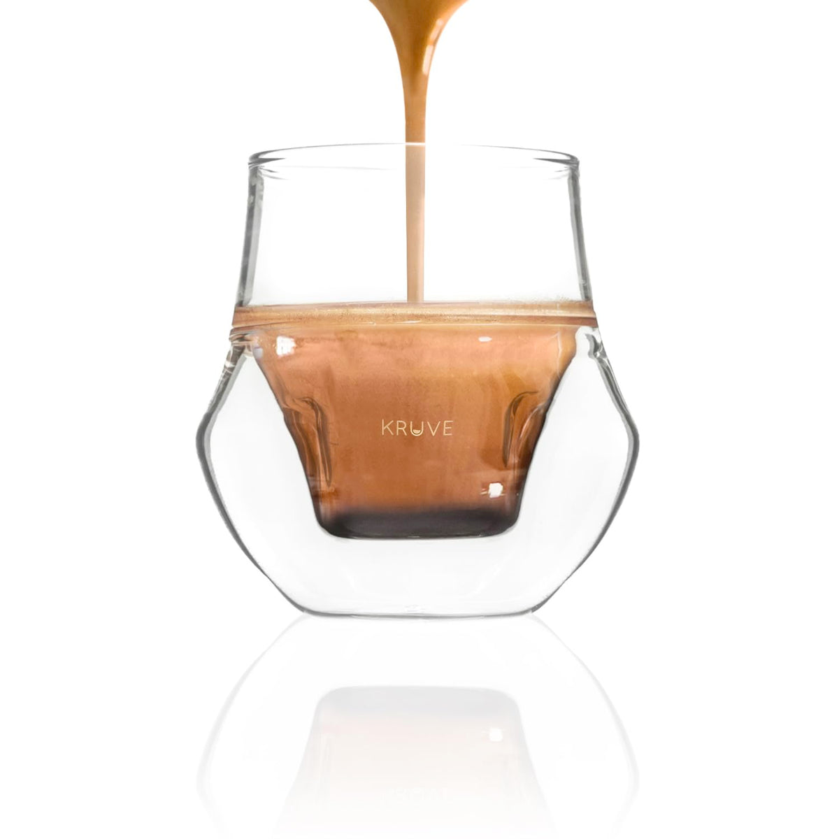 KRUVE Propel double-wall espresso cups show clear glass for hot yet cool-to-touch sips