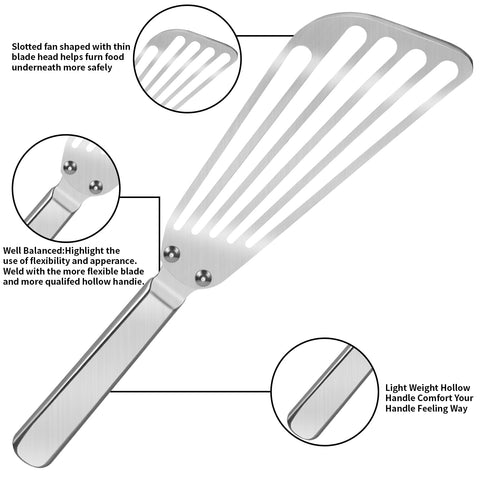 KSENDALO angled blade aids lifting pancakes and omelets evenly