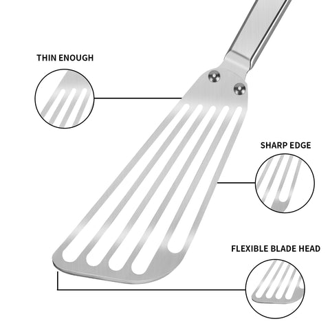 KSENDALO angled blade helps slide under food for flips