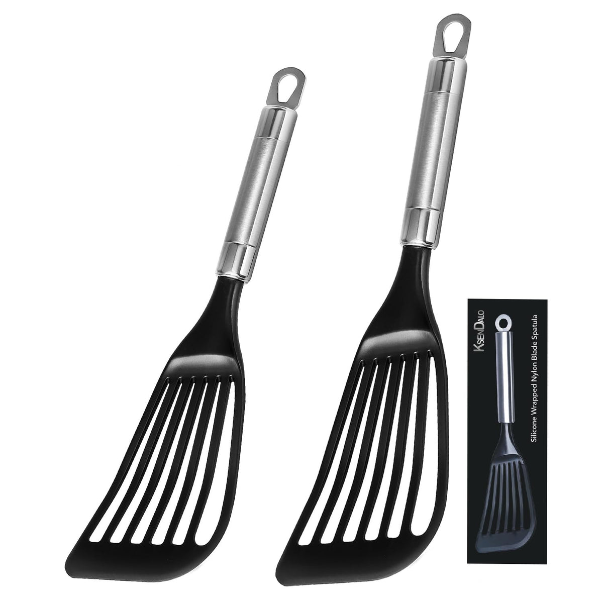 KSENDALO fish spatula with silicone edge for nonstick pans and gentle food release