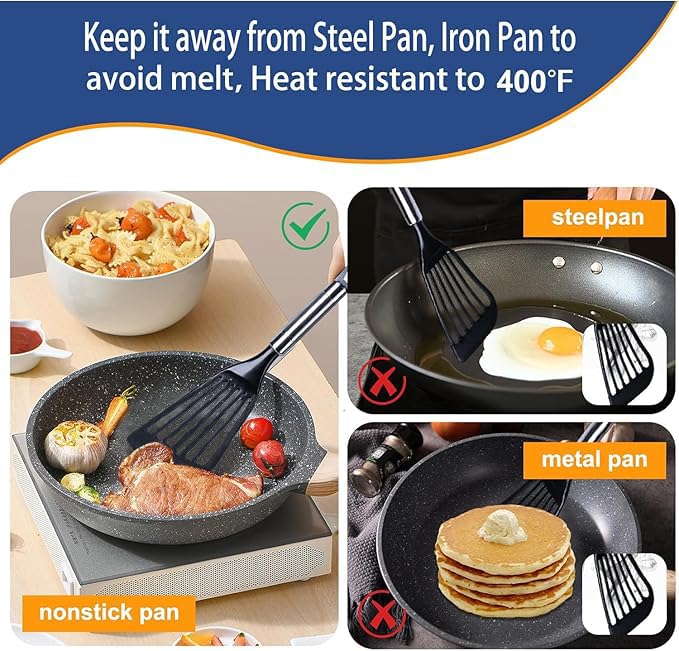 KSENDALO egg flip spatula with slotted design for draining excess oil