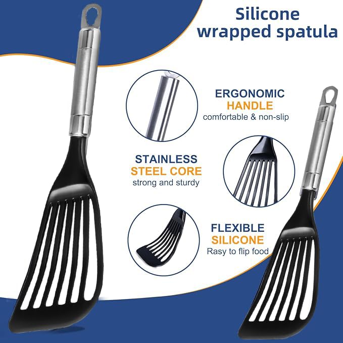 KSENDALO slotted spatula that drains oil while cooking healthy meals