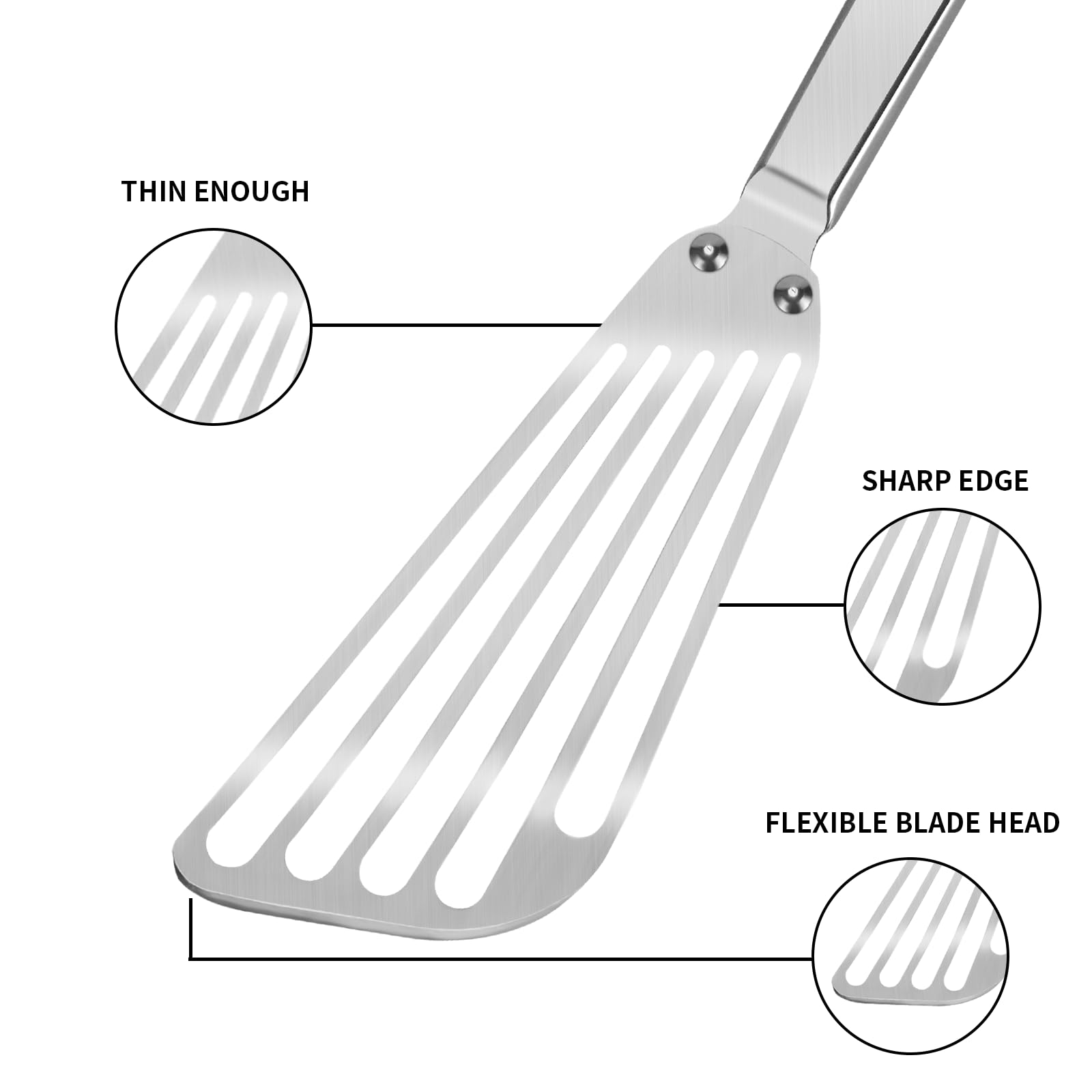 KSENDALO thin egg flipper slides under delicate omelets
