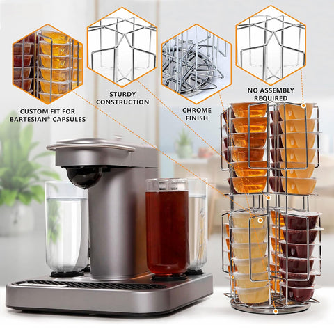 Ksestor durable metal construction with chrome finish adds sleek durability to any setup.
