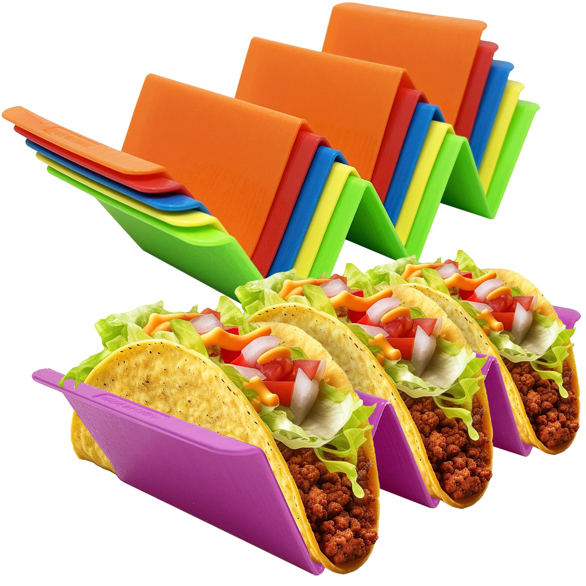 KSEV taco holder stand displaying three-taco capacity for easy serving.