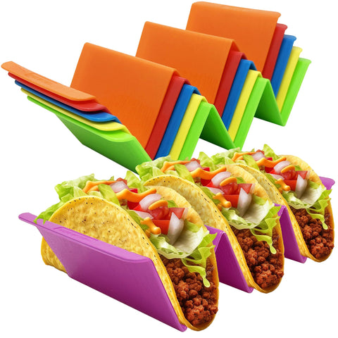 KSEV taco holder stand displaying three-taco capacity for easy serving.