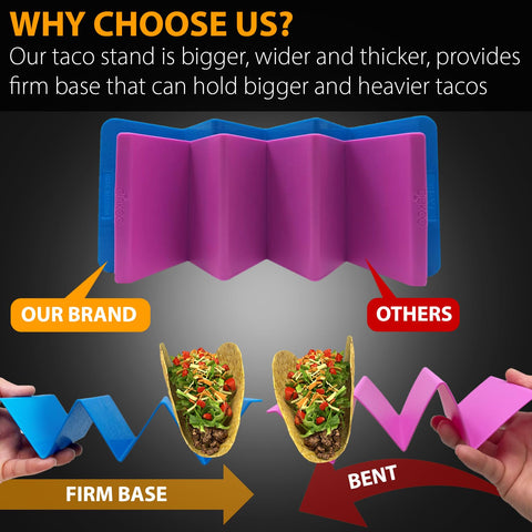 KSEV upright taco stand enhances filling and presentation at meals.
