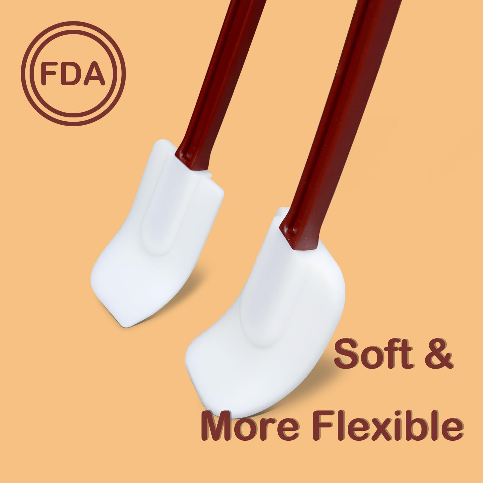 KSIFJRTO 14-inch silicone spatula spoon-head on pan for versatile stirring