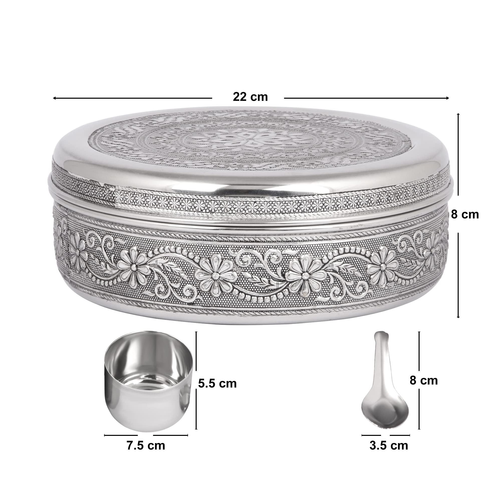 Seven-serving spoons included for easy spice portioning.