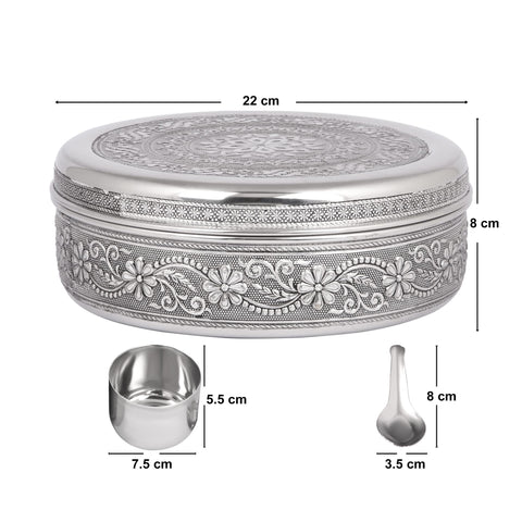 Seven-serving spoons included for easy spice portioning.