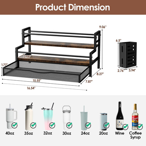 Kssiaz bottle organizer side basket stores lids and straws for quick access