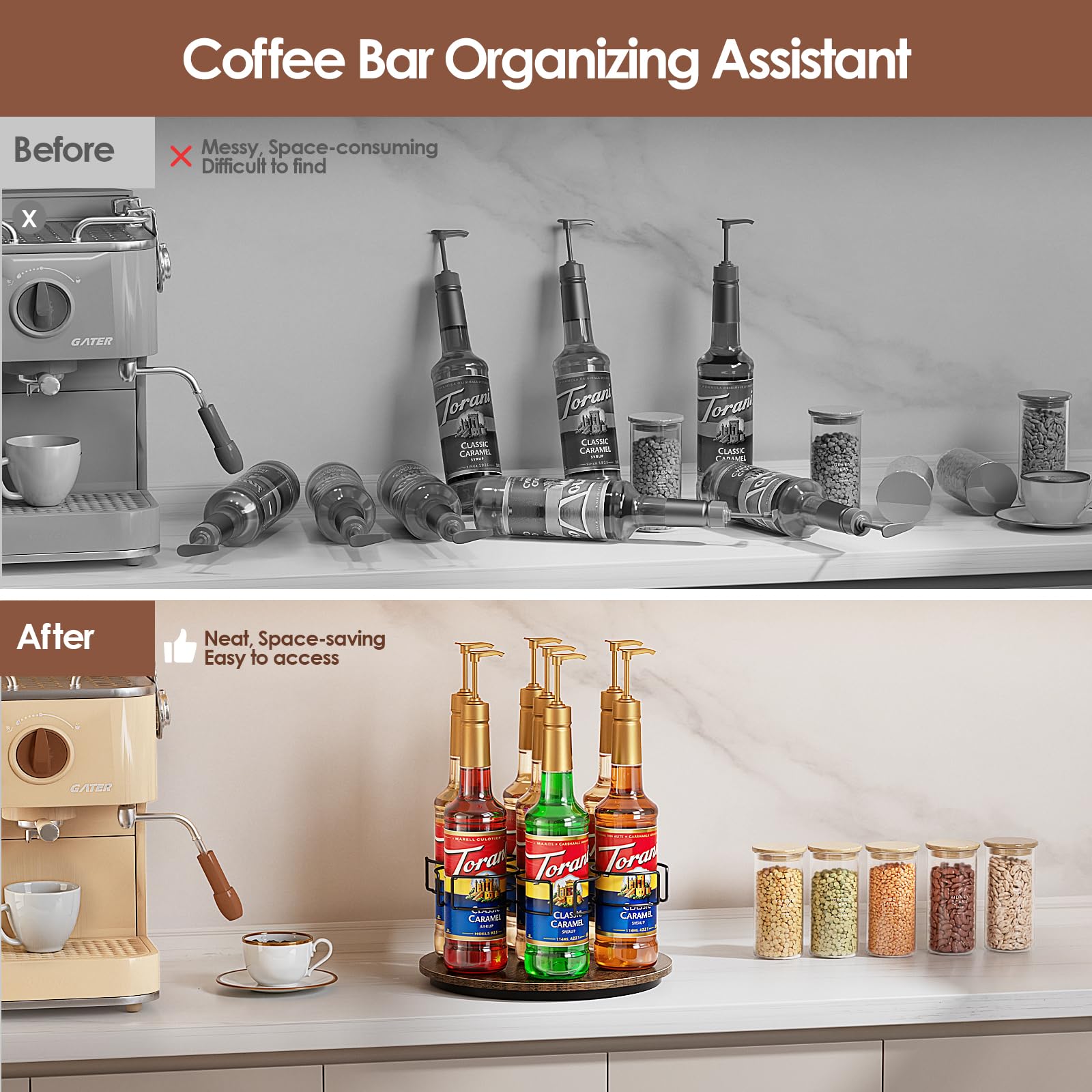 Kssiaz countertop coffee bar accessory enhances organization and style.